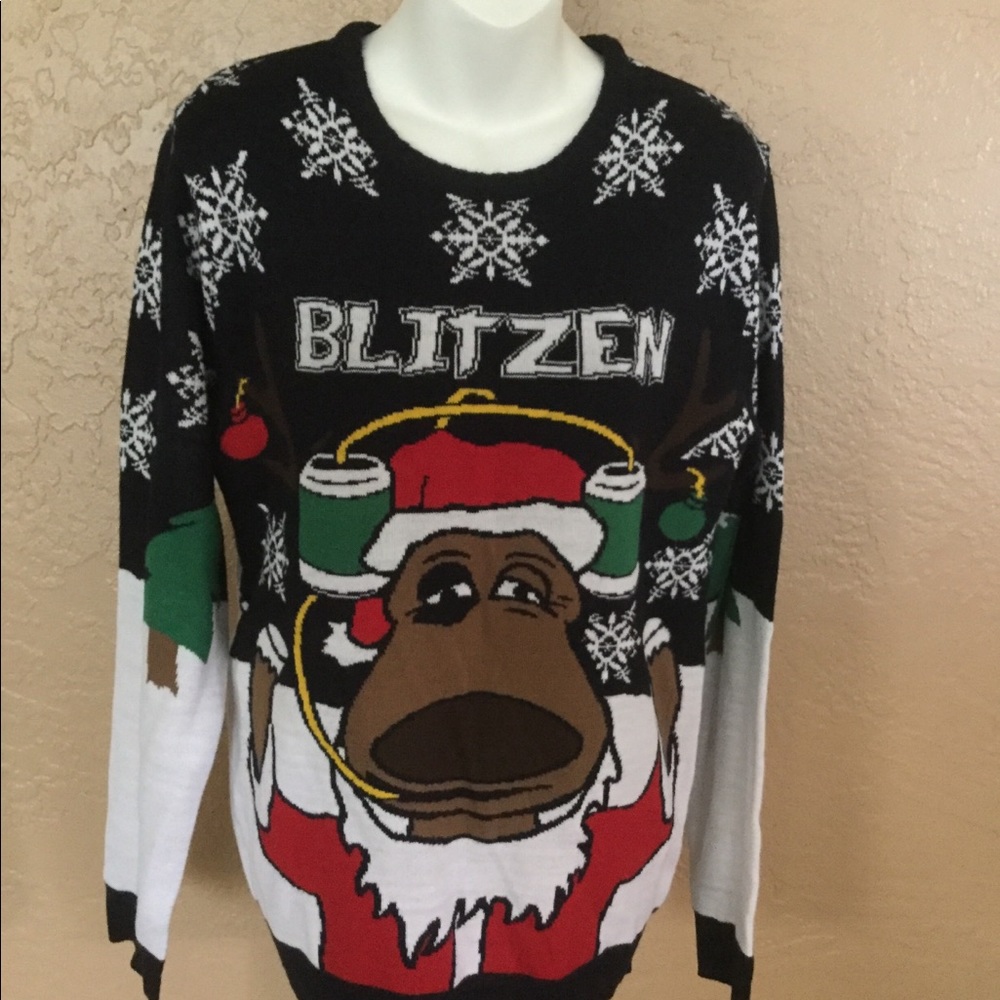Blitzen Ugly Christmas Party Sweater M EUC